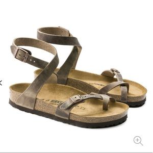 Yara Oil Leather Tobacco Birkenstock Sandals 38 EUC